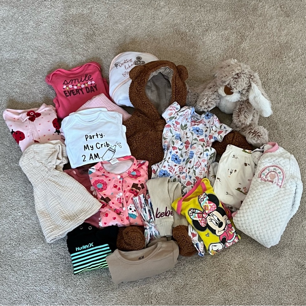 20 PiecesNewborn-3m Carters Minnie Mouse Bebe Baby Clothes Melissa Doug Plush